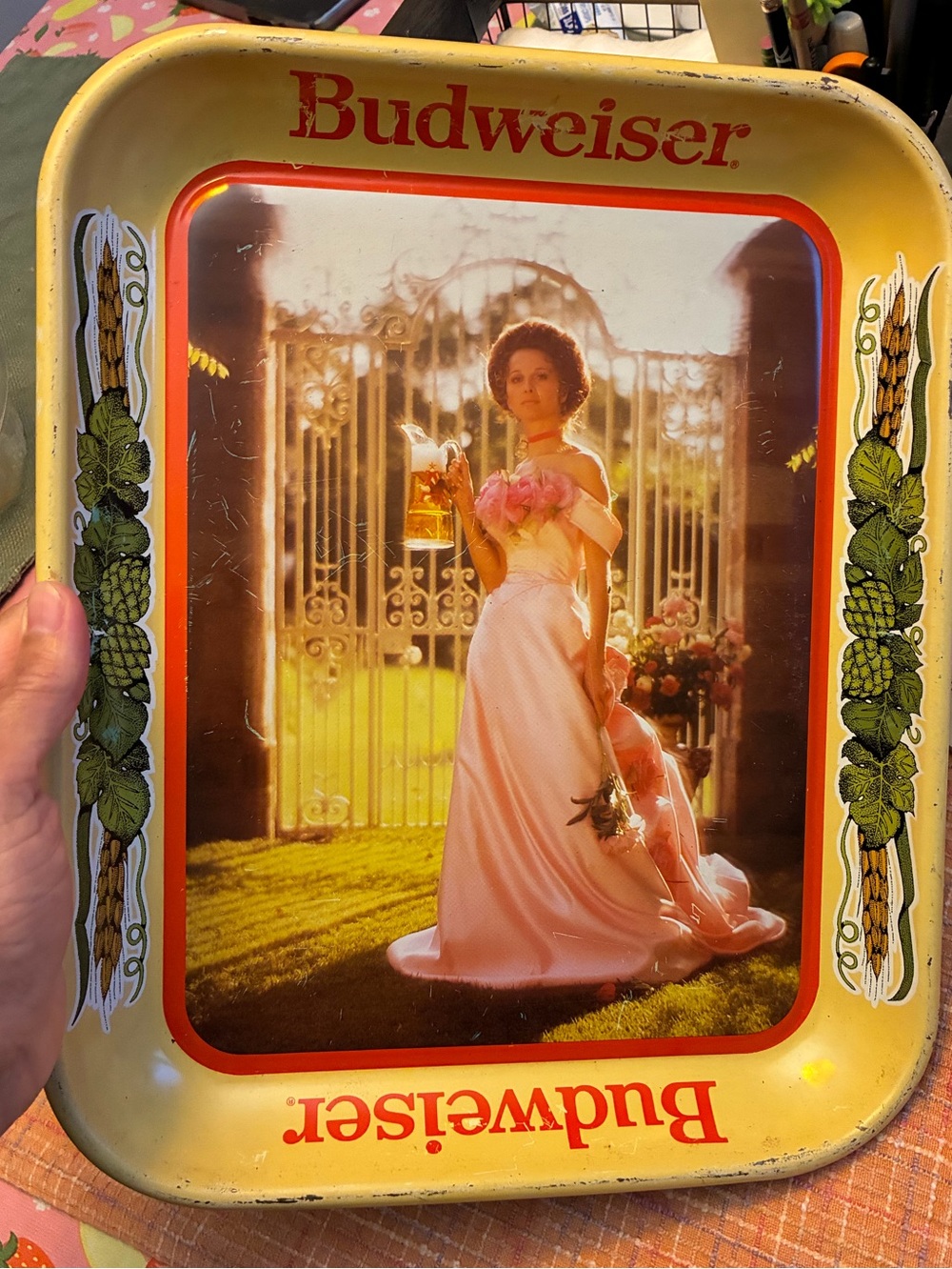 Budweiser Yellow and Pink Decorative Women’s Bath & Body Tray